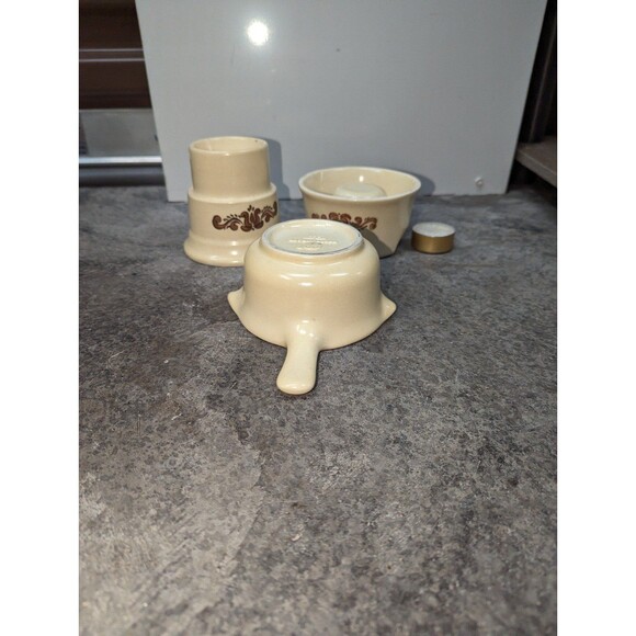 Vintage Pfaltzgraff Village Butter/ Potpourri Wax Warmer Candle Holder Set - Picture 4 of 5